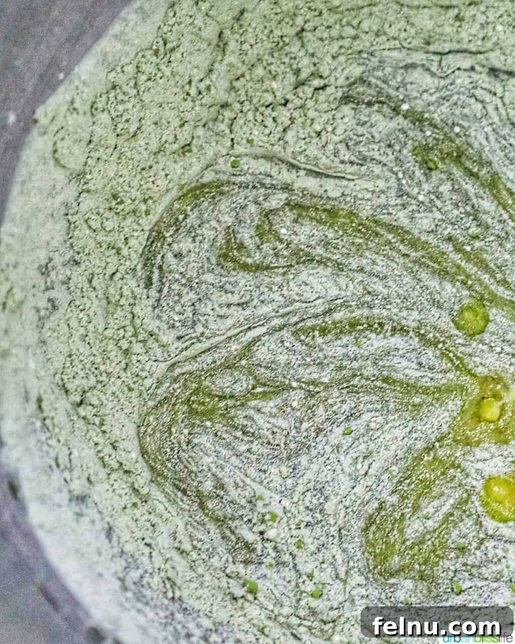 Matcha Magic Crinkles 12 Mixing ingredients for Matcha Crinkle Cookies