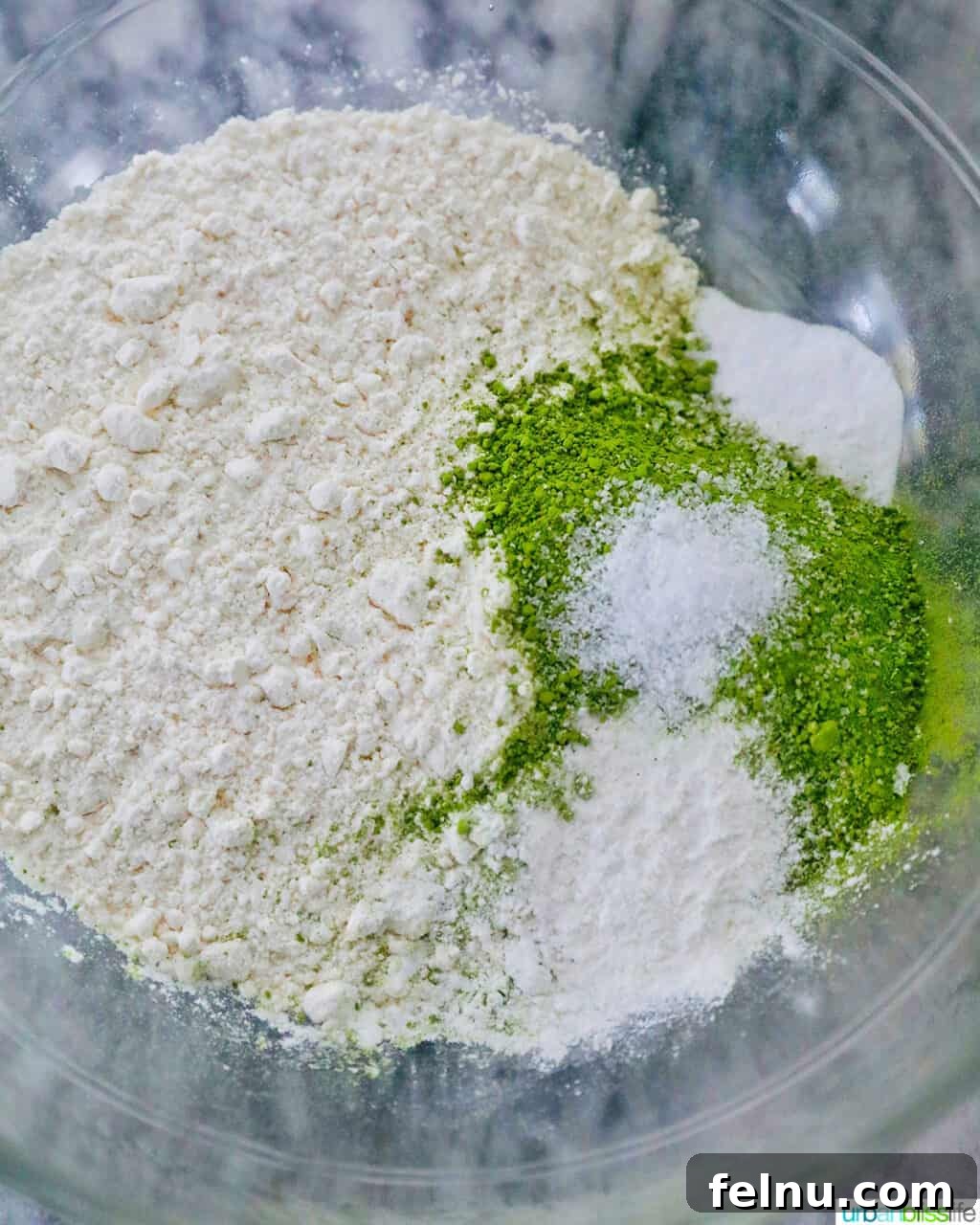 Matcha Magic Crinkles 8 Dry ingredients for Matcha Crinkle Cookies