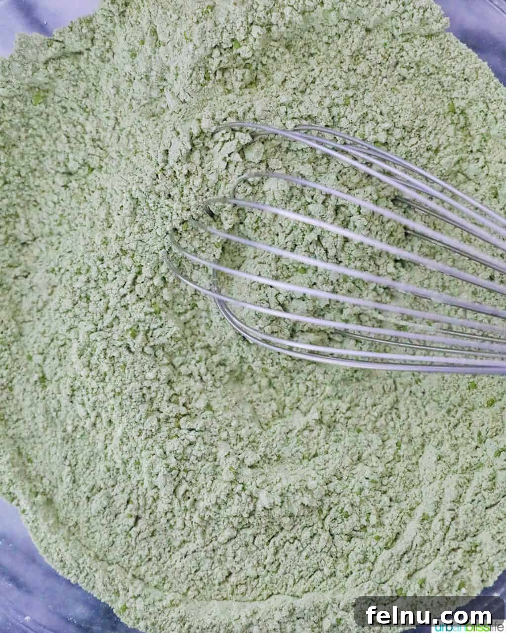 Matcha Magic Crinkles 9 Matcha flour mixture with whisk