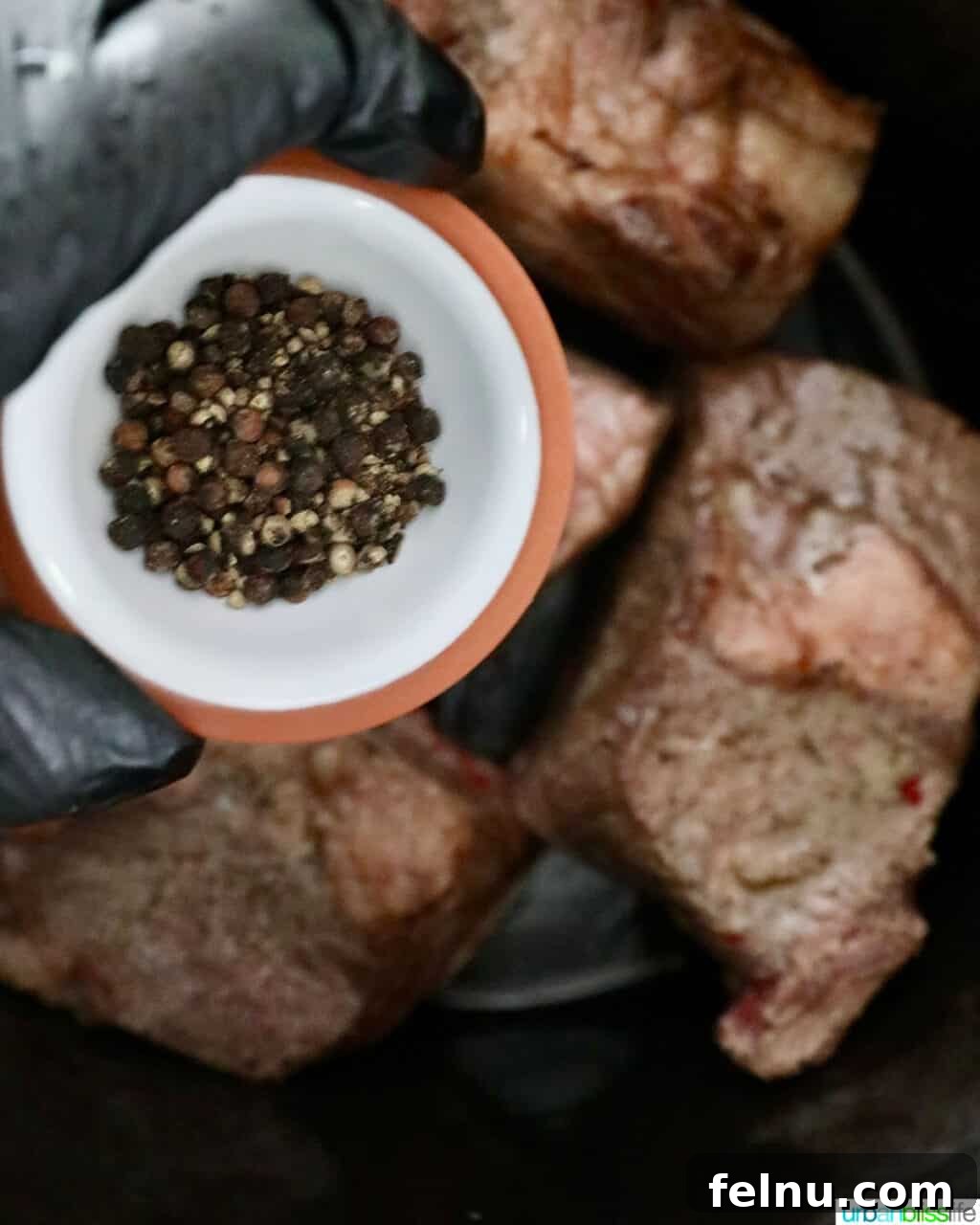 Slow Cooker Filipino-Style Beef Ribs Adobo 14 Adding Peppercorns to Beef Short Ribs in the Slow Cooker