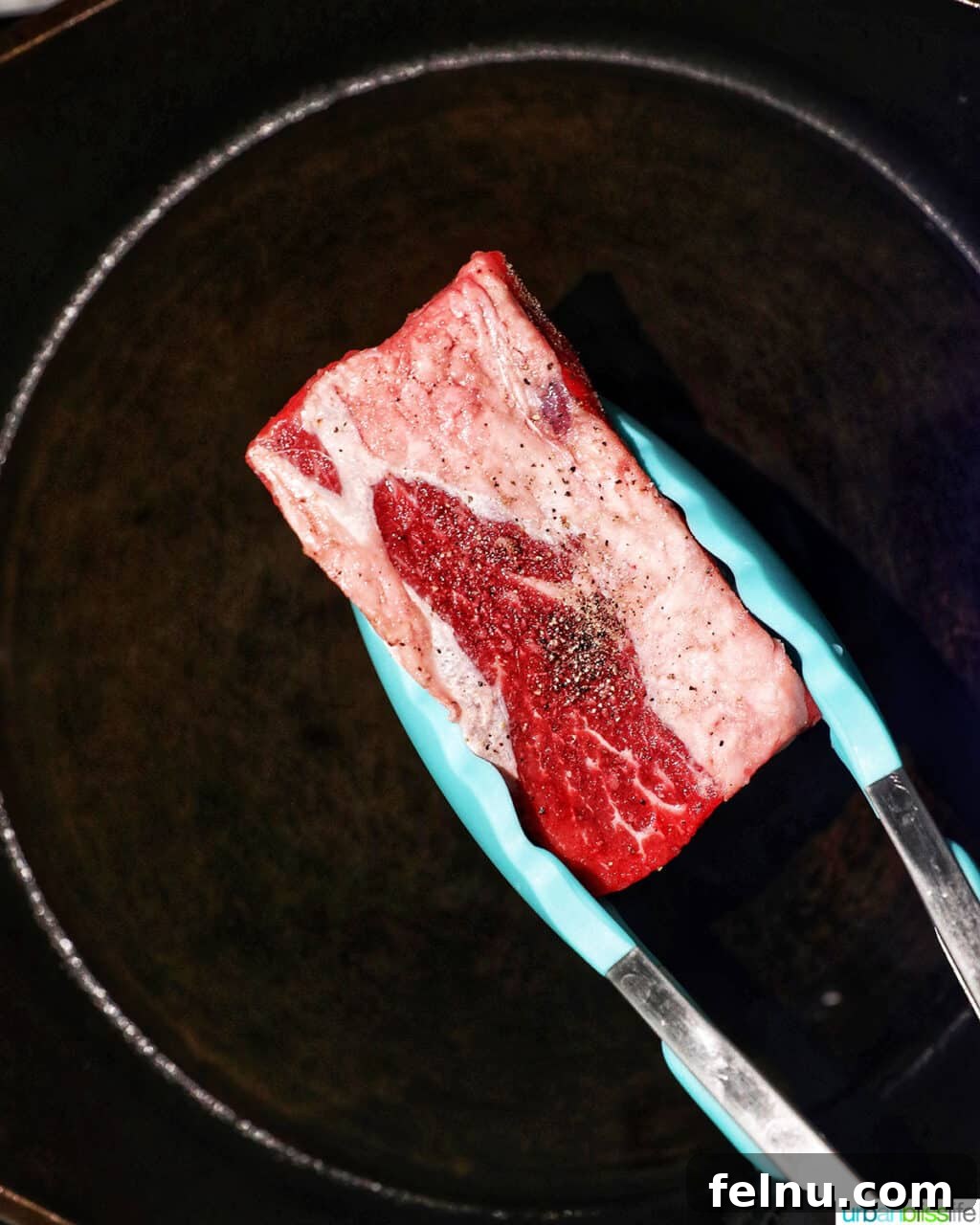 Slow Cooker Filipino-Style Beef Ribs Adobo 8 Searing Beef Short Ribs in Pan
