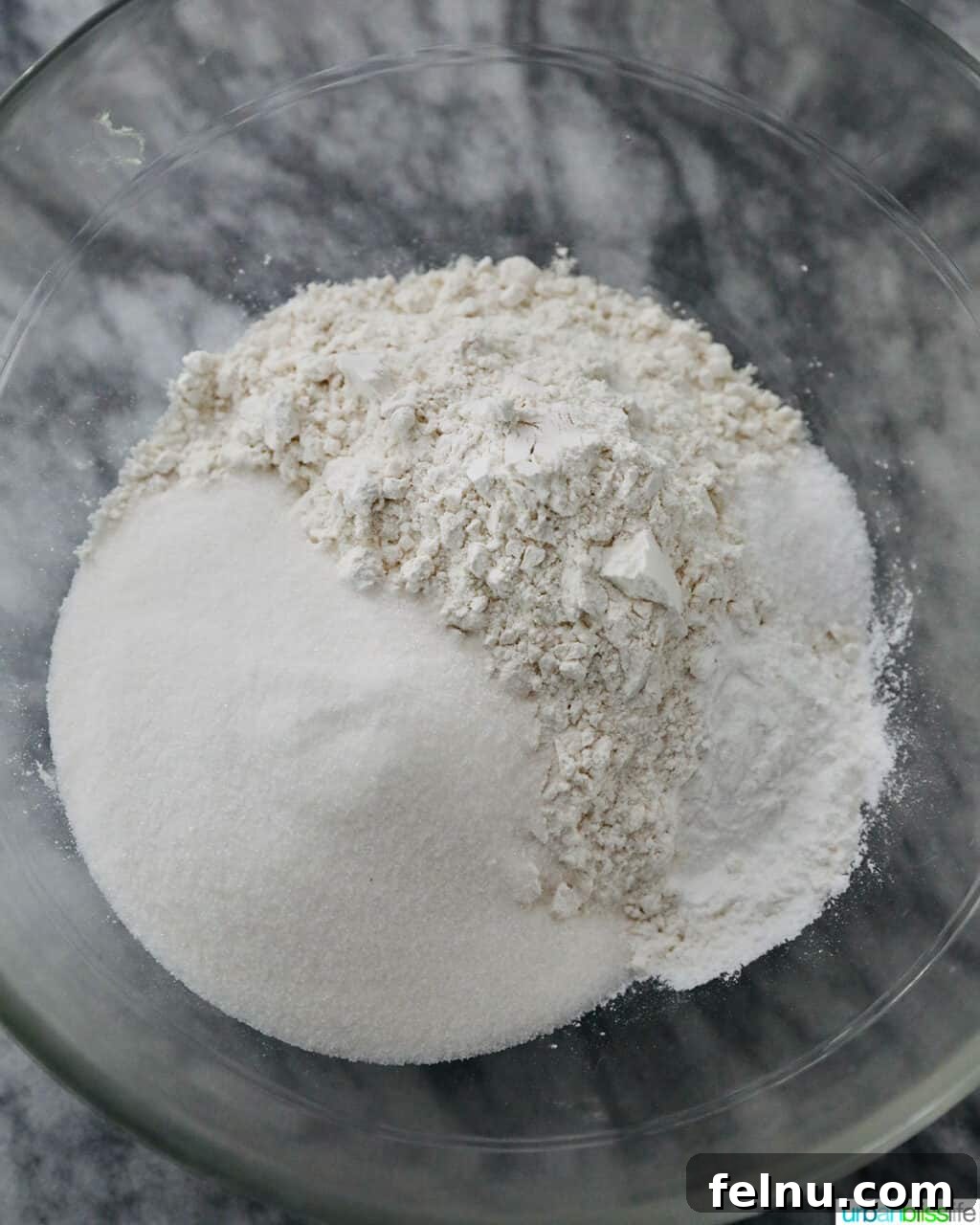 Flour and sugar in a bowl