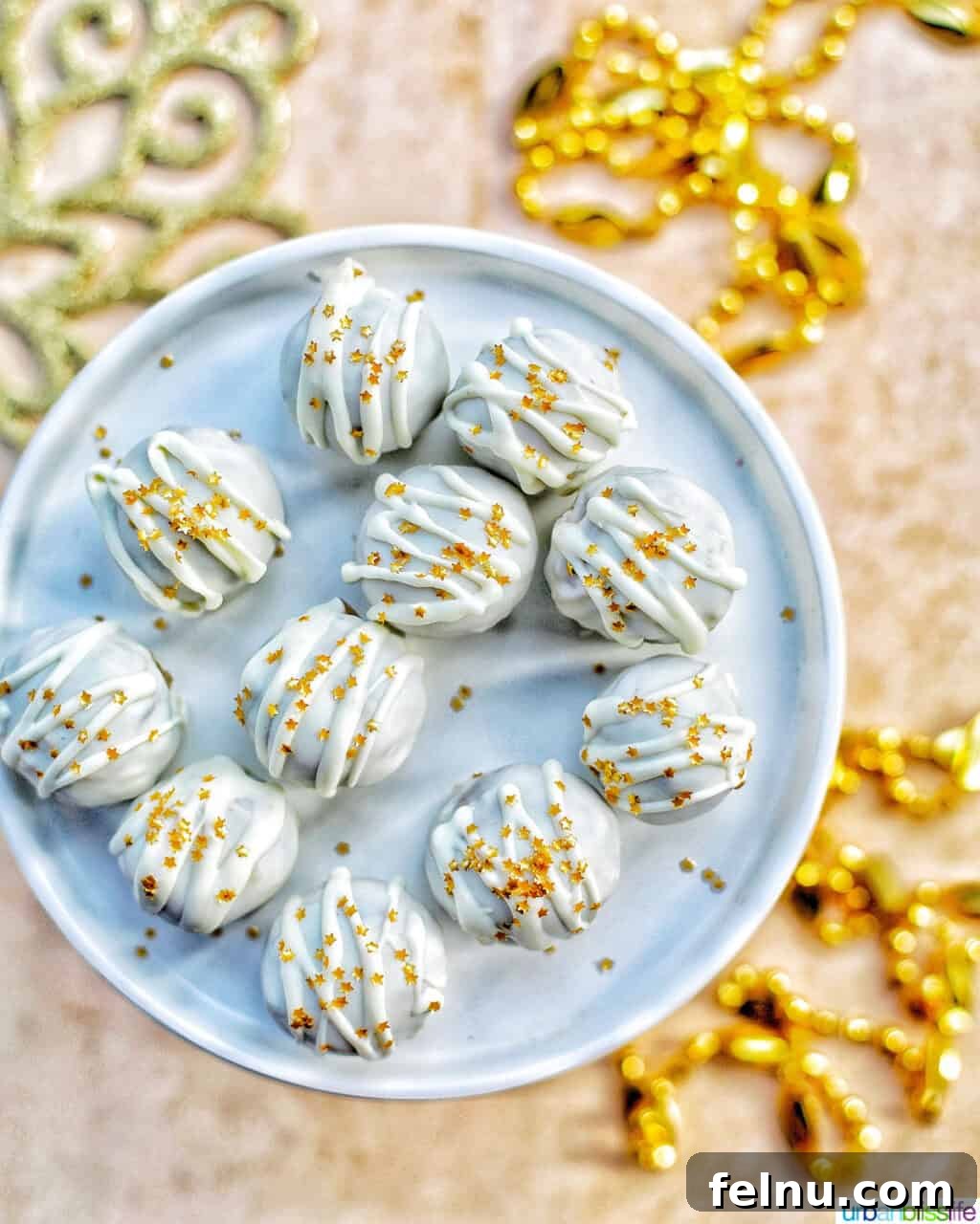 Decadent Cookie Dough Delights 3 chocolate chip cookie dough truffles with edible gold stars