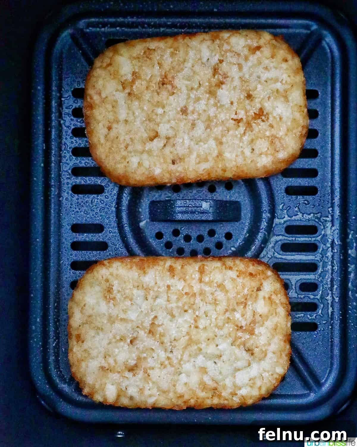 Air Fried Golden Hash Browns 6 hash brown patties cooked in the air fryer