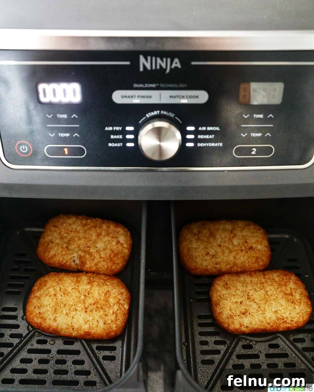 Air Fried Golden Hash Browns 8 air fryer hash brown patties in the ninja foodi air fryer