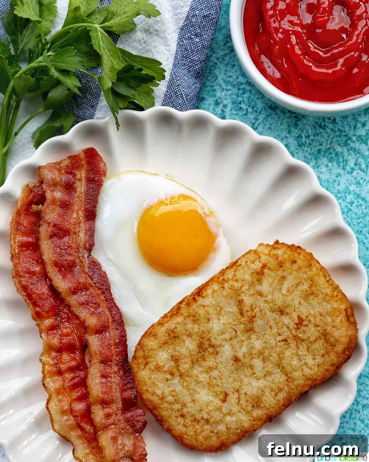 Air Fried Golden Hash Browns 10 air fryer hash brown patties with bacon and eggs