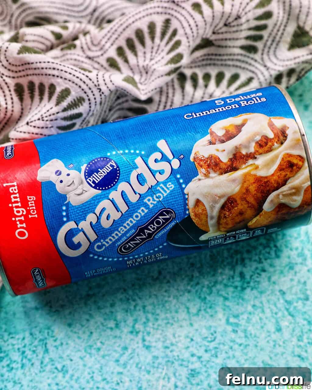 Golden Air Fryer Cinnamon Swirls 4 Package of Pillsbury Grands cinnamon rolls, key ingredient for air frying