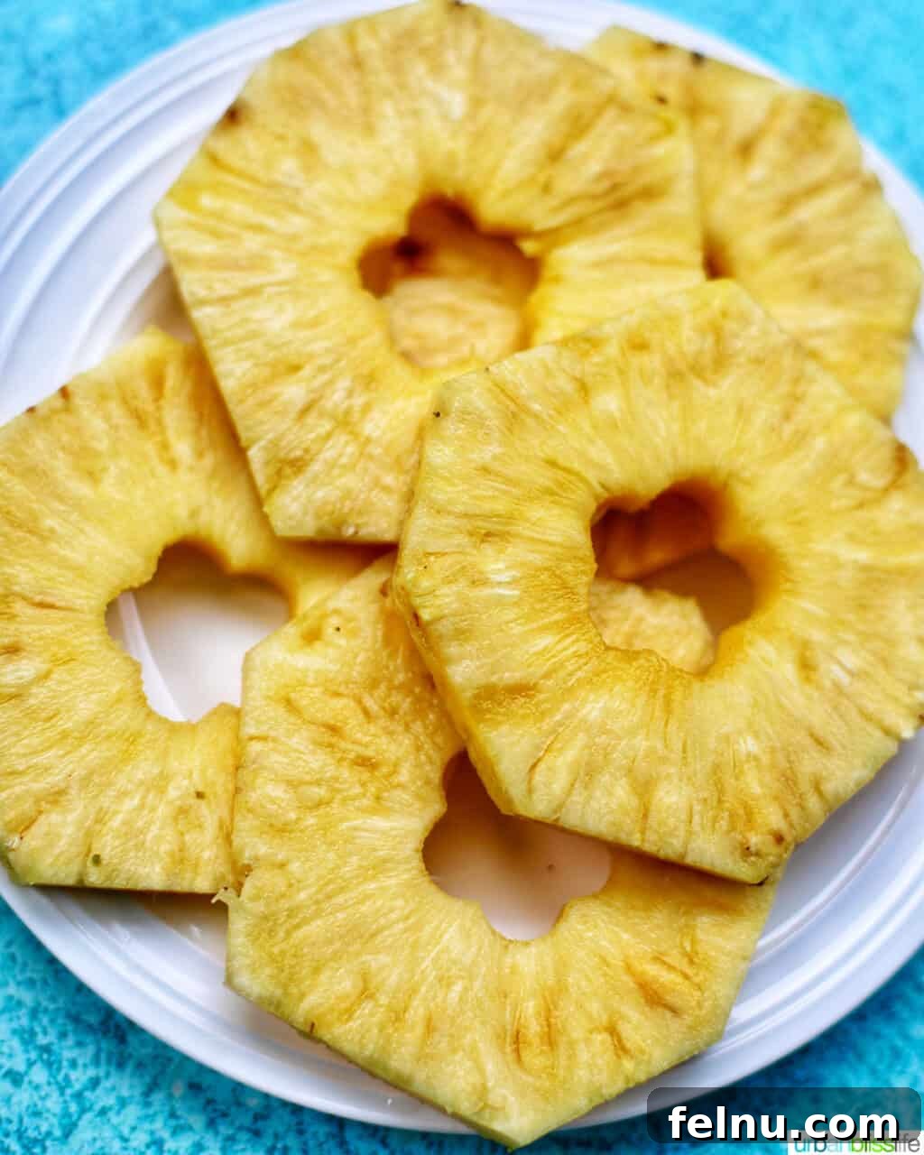 Golden Air Fryer Pineapple 3 Freshly sliced pineapple rings before air frying