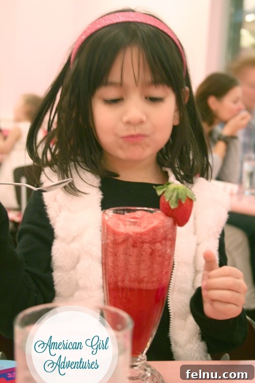 American Girl Takes On Seattle 8 Delicious strawberry smoothie at American Girl Bistro