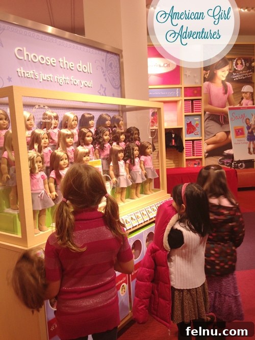 American Girl Takes On Seattle 9 Girls choosing American Girl dolls with Miss Mary's help
