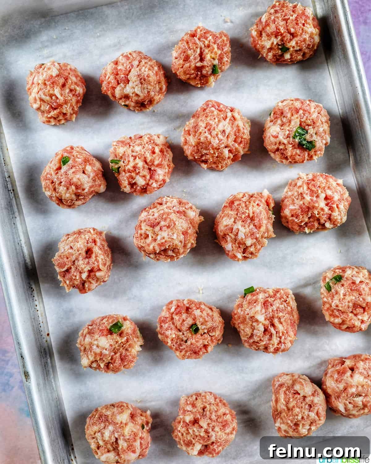 Meatballs for Almondigas on sheet pan