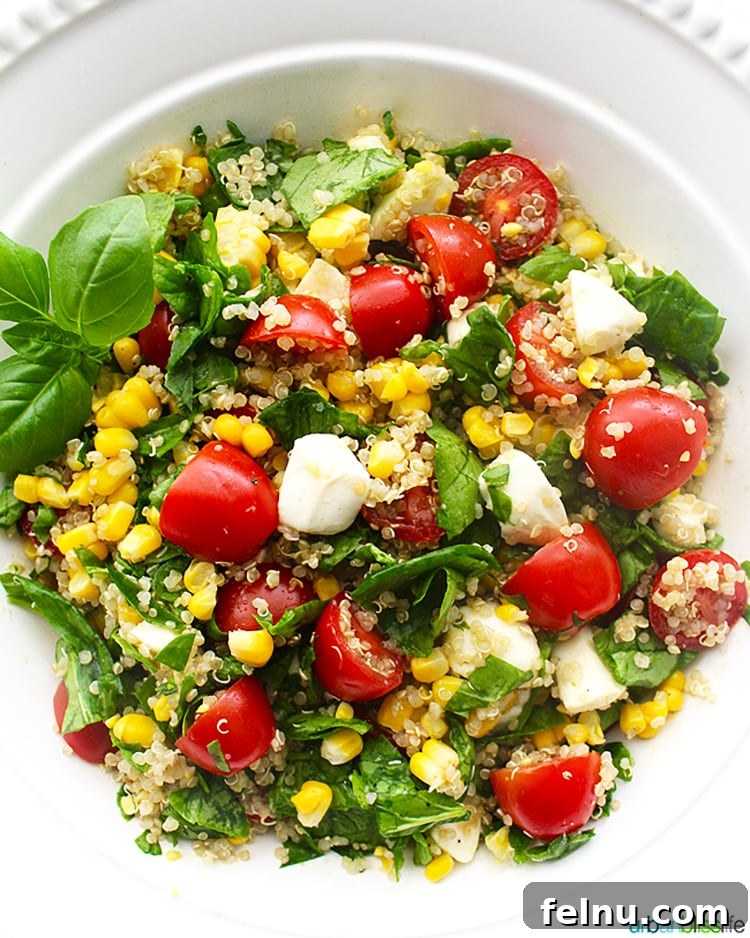 Summer Corn Quinoa Caprese Salad
