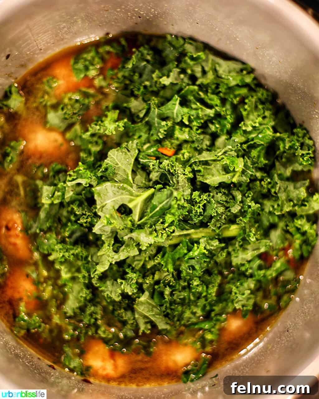 Kale added to soup in the Instant Pot