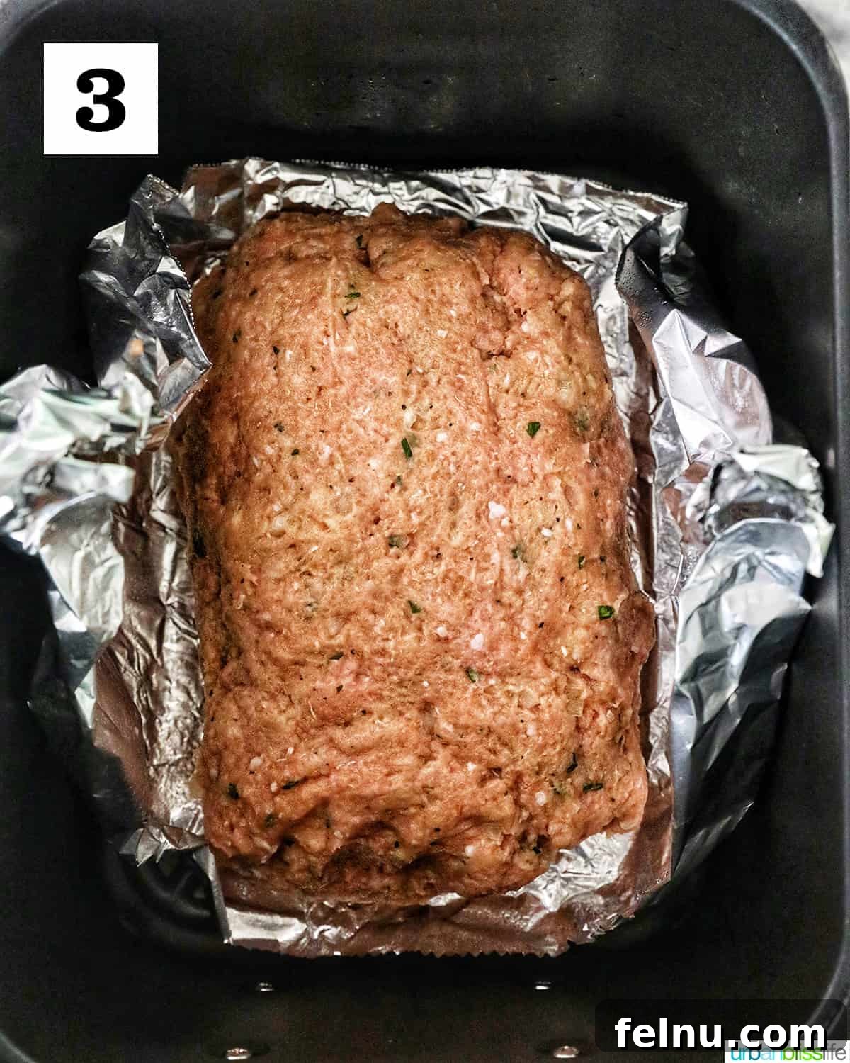 Air Fryer Meatloaf Magic 7 Meatloaf in air fryer before cooking
