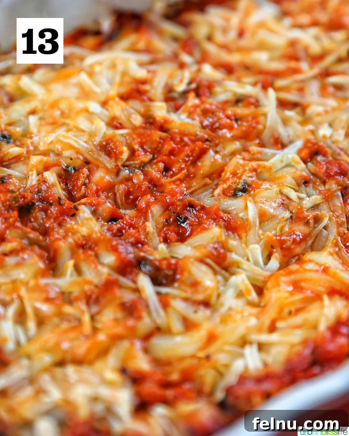 Creamy Vegan Lasagna 25 baked dairy free lasagna with melted dairy-free cheese on top.