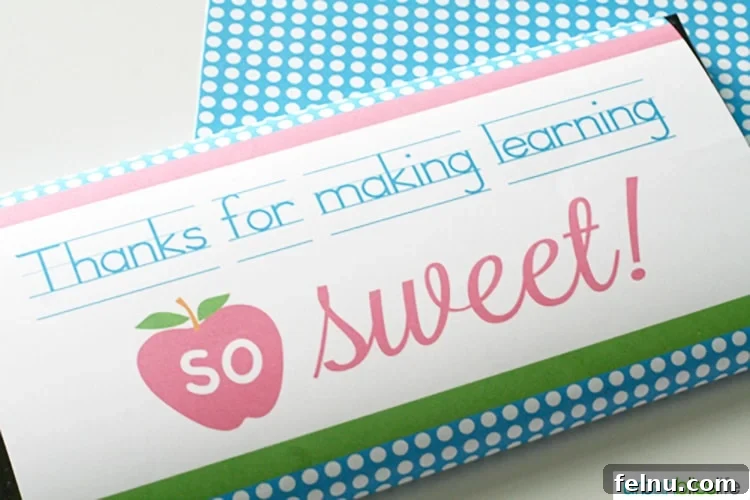 Printable Candy Bar Wrappers for Teacher Appreciation - A Sweet Gesture
