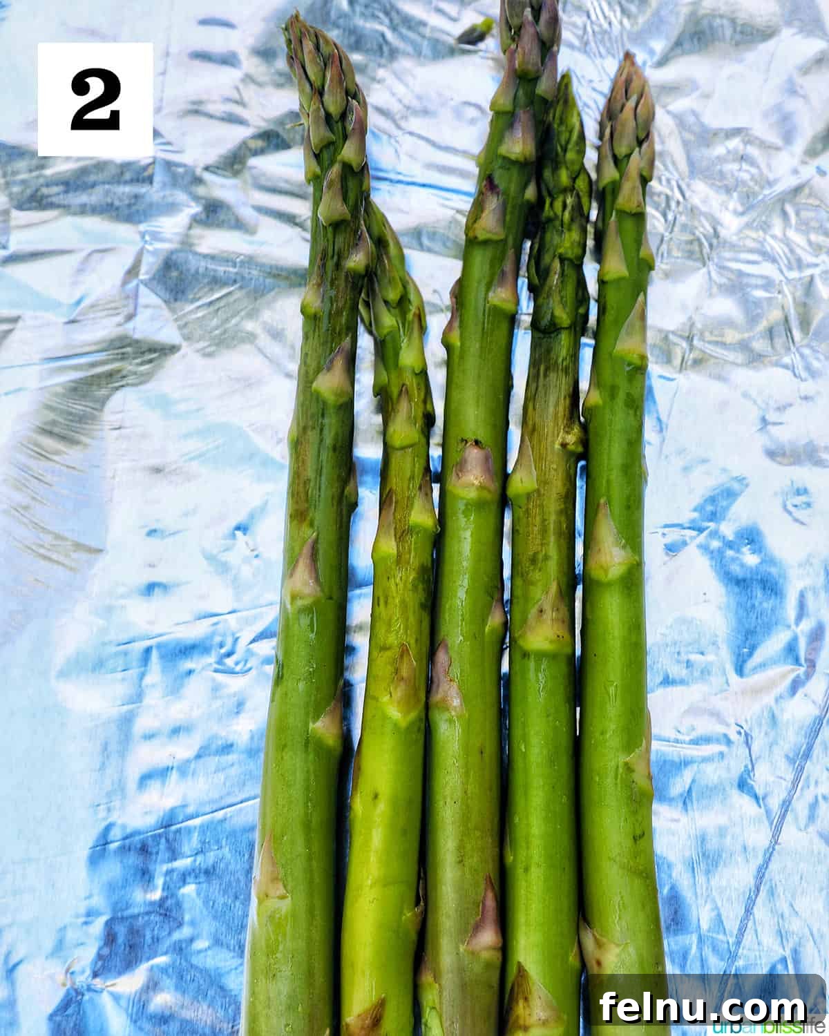 Asparagus on foil