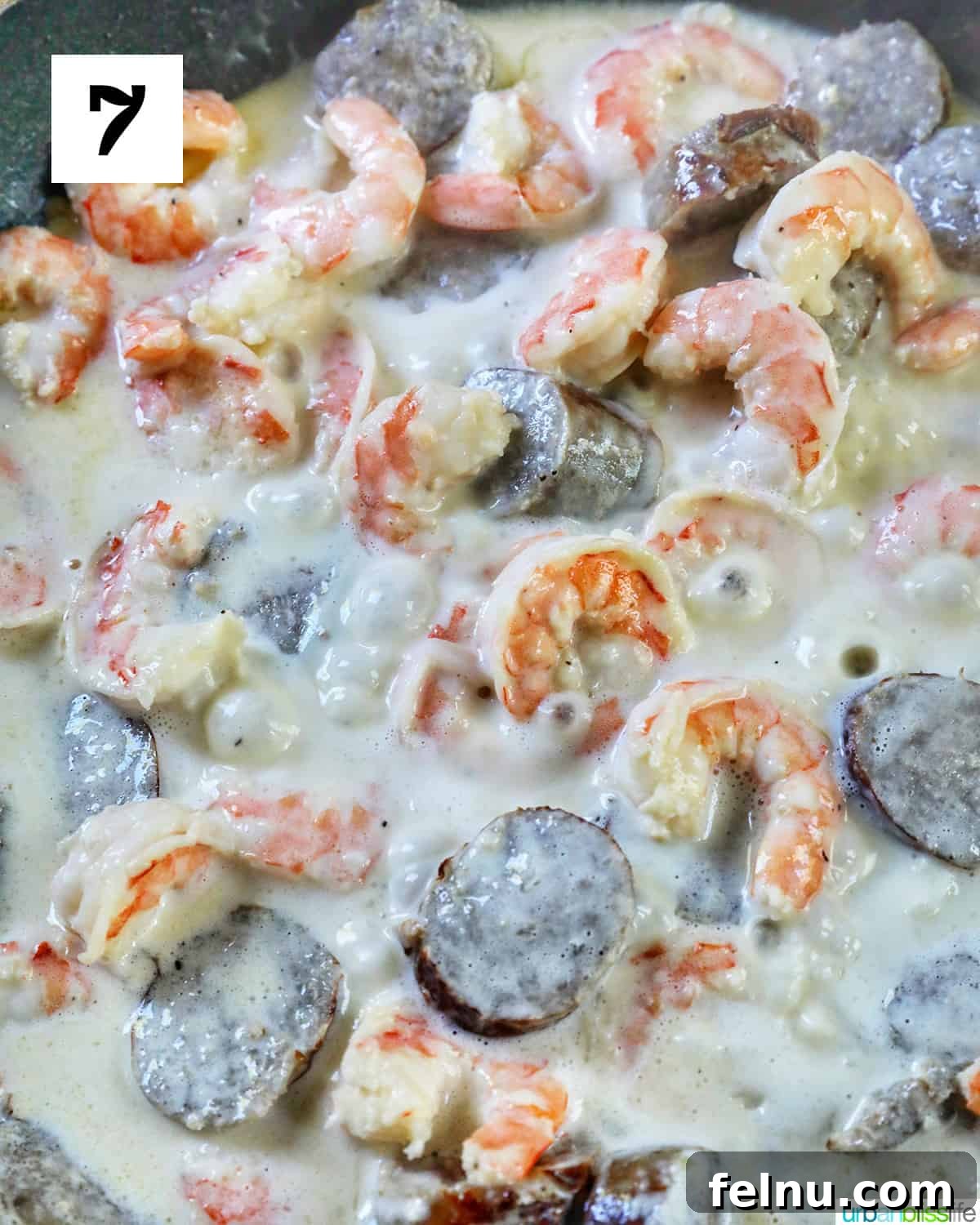 Savory Seafood & Sausage Skillet 11 Shrimp and Sausage in Sauce