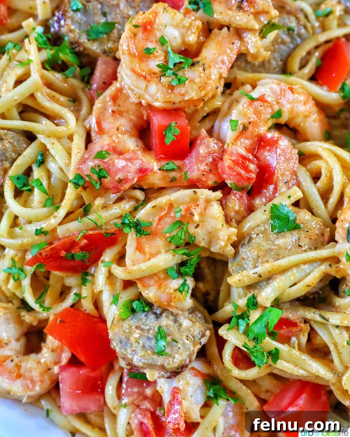 Savory Seafood & Sausage Skillet 15 Serving Platter of Shrimp and Sausage Pasta