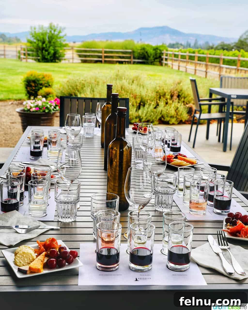 Kriselle Cellars Oregon Wine Country Gem 8 A perfectly arranged glass of red wine on a rustic table, hinting at the delightful tasting journey awaiting visitors at Kriselle Cellars, Southern Oregon.