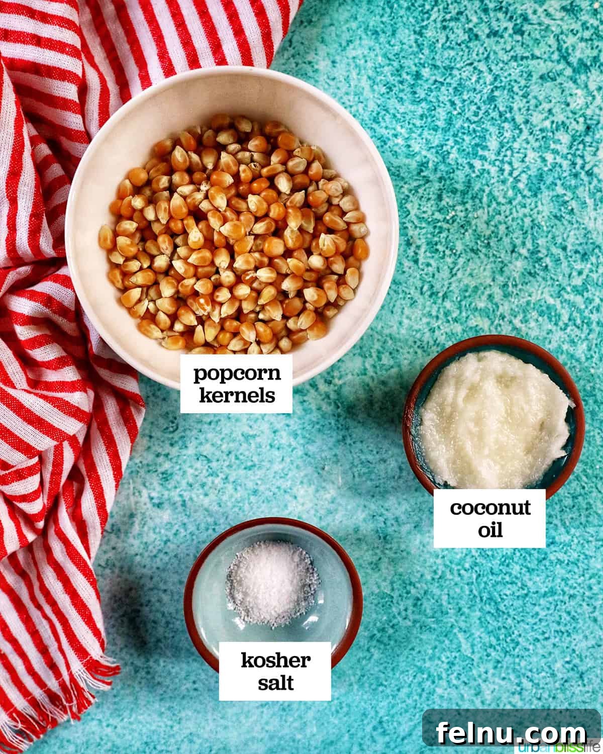 Instant Pot Popcorn Perfection 4 Ingredients for Instant Pot Popcorn: kernels, coconut oil, salt