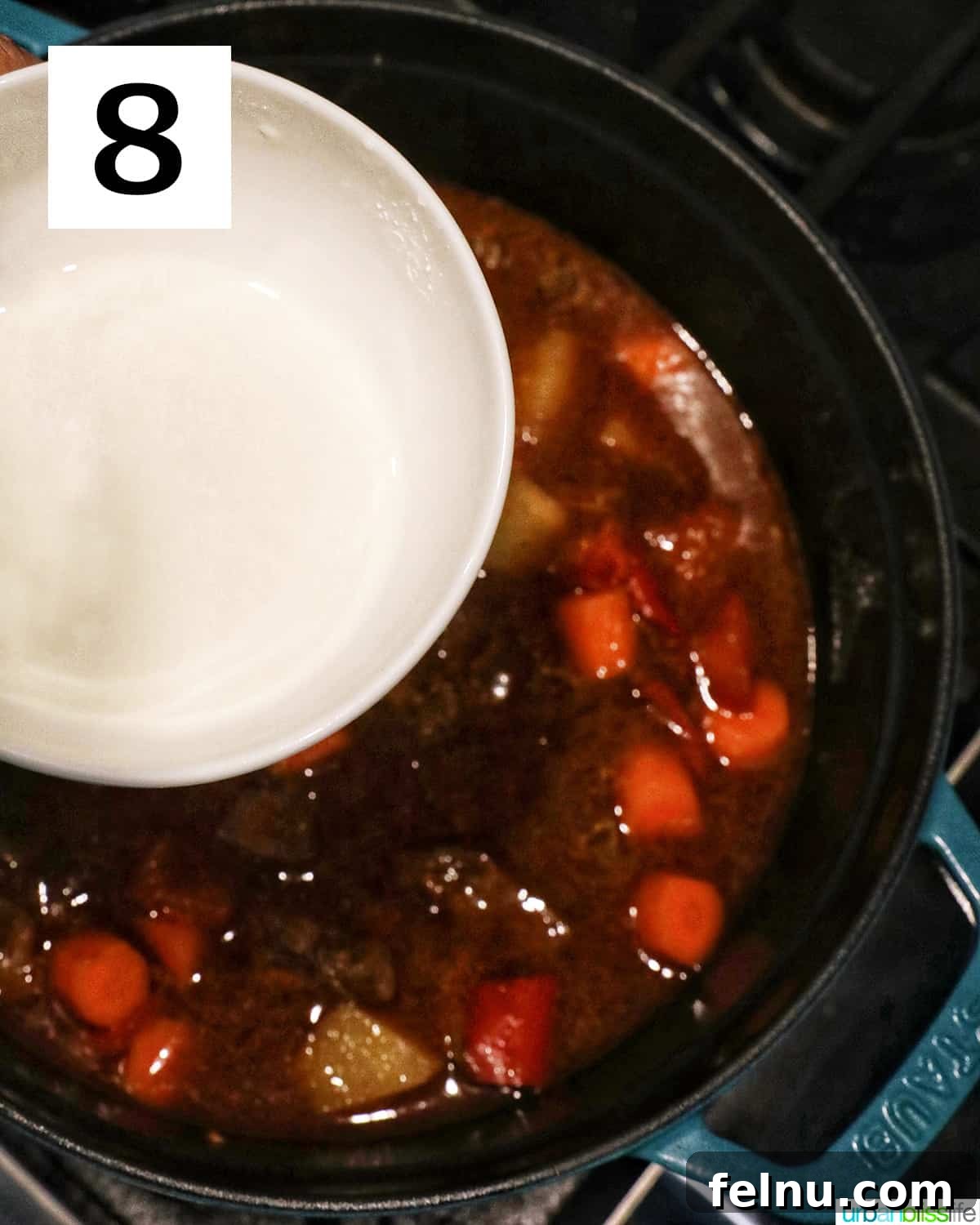 Hearty Filipino Beef Stew: Mechado 12 Cornstarch slurry