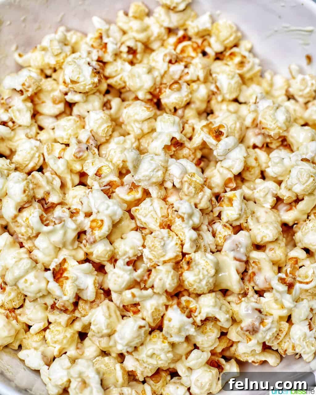 Festive Holiday Popcorn Mix 5 popcorn covered in white chocolate