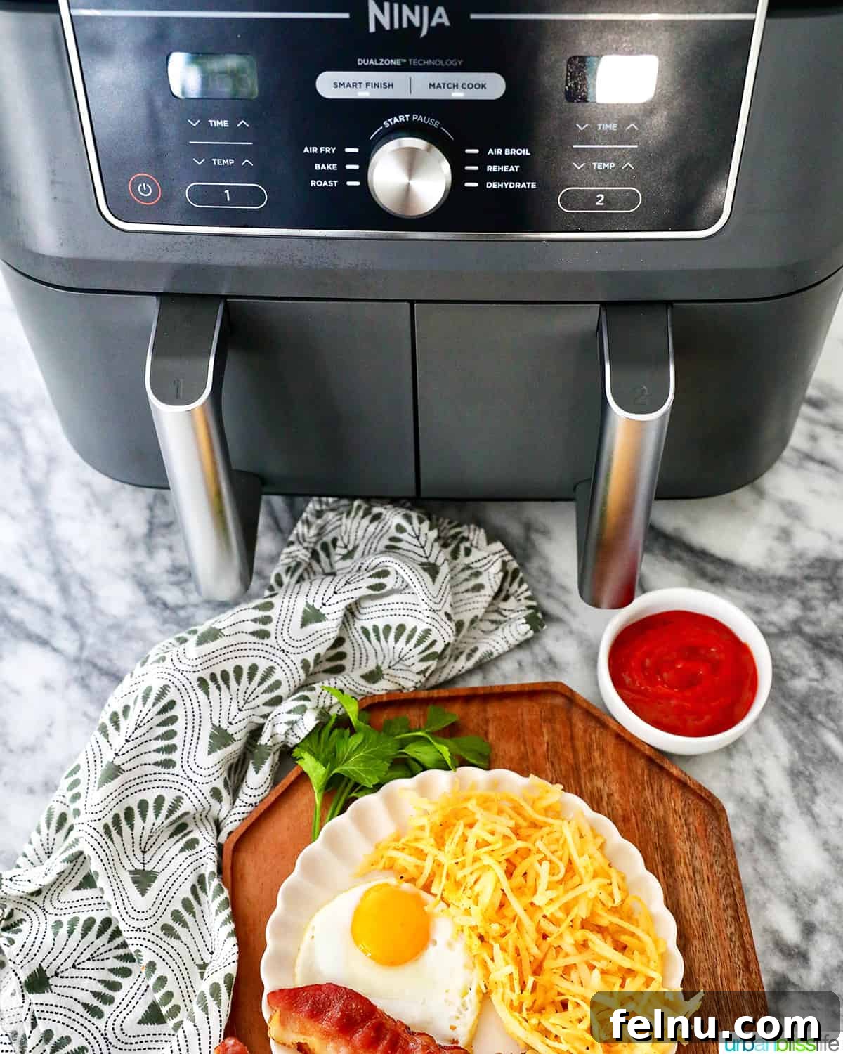 19 Delicious Air Fryer Breakfast Ideas 2 Crispy air fryer hash browns cooked to perfection in the Ninja Foodi Air Fryer.