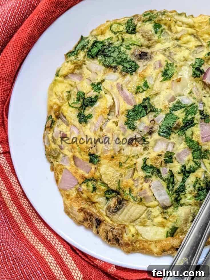 Fluffy and tasty air fryer omelette with colorful veggies.