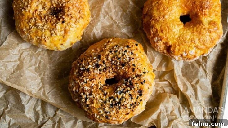 Freshly made air fryer bagels ready to be enjoyed.