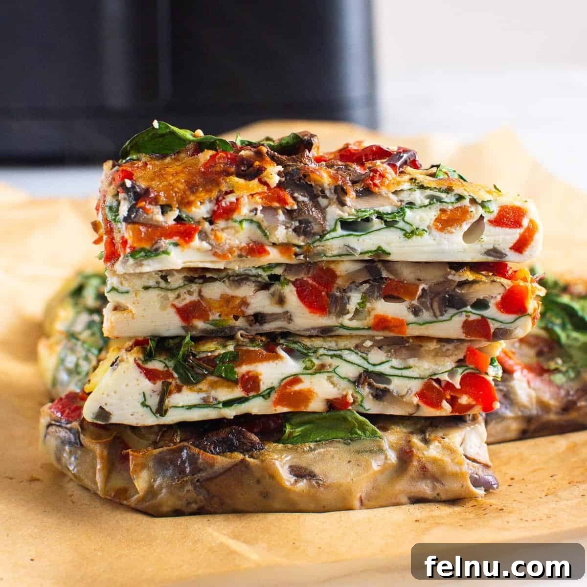 Air Fryer Breakfast Casserole with colorful vegetables.