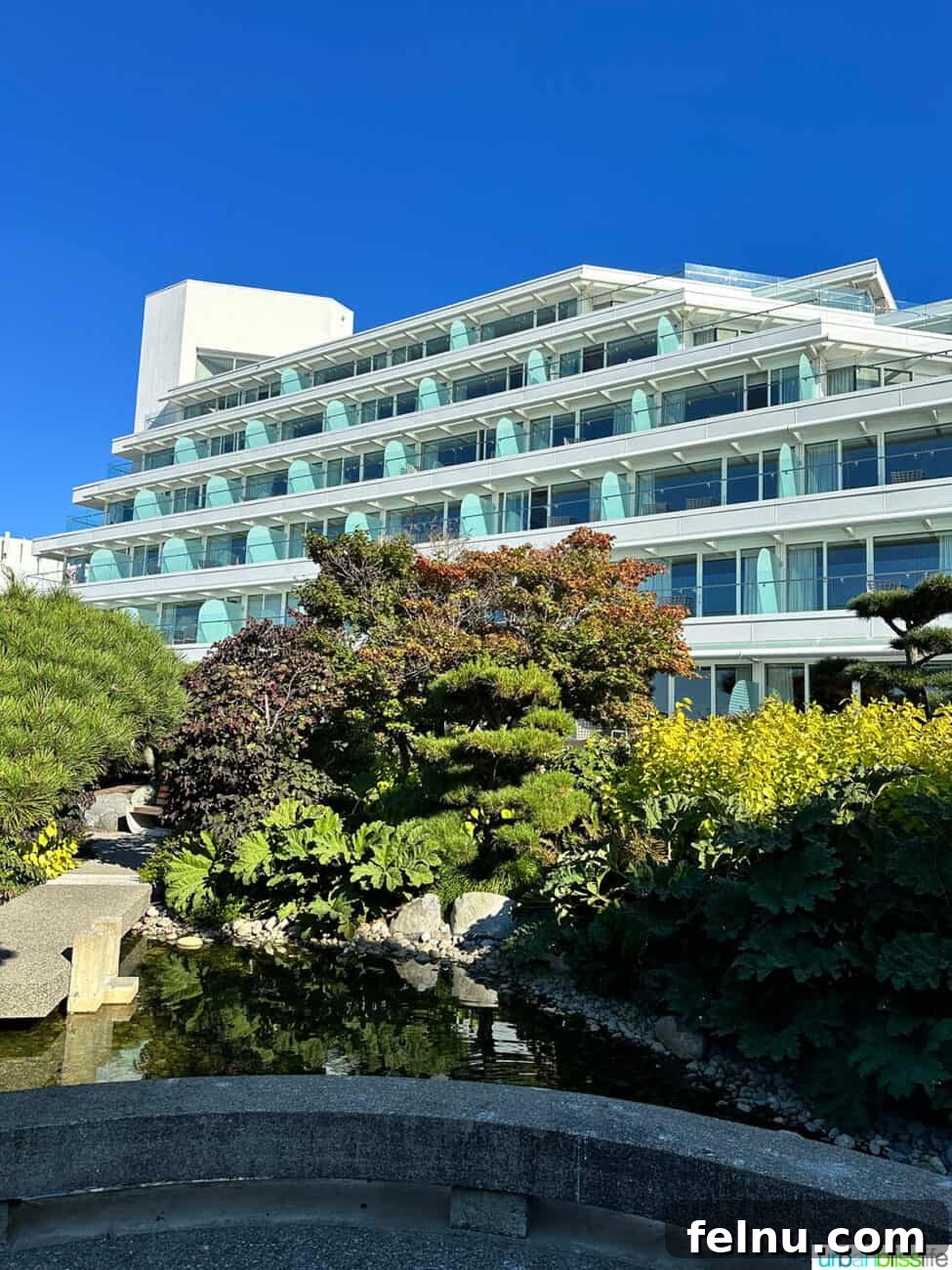 The Laurel Point Haven 4 exterior of the harborview side of the Inn at Laurel Point hotel.