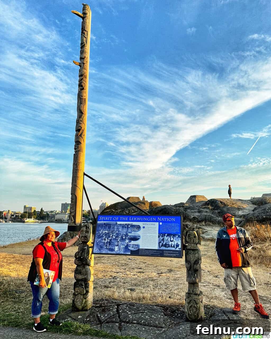 A group participating in a Songhees Nation cultural tour in Victoria, BC, Canada, learning about indigenous heritage.