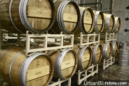 Terra Blanca Winery Terra Blanca and Arch Terrace Wines 9 Close-up of wine barrels with dim lighting in Terra Blanca's cellar