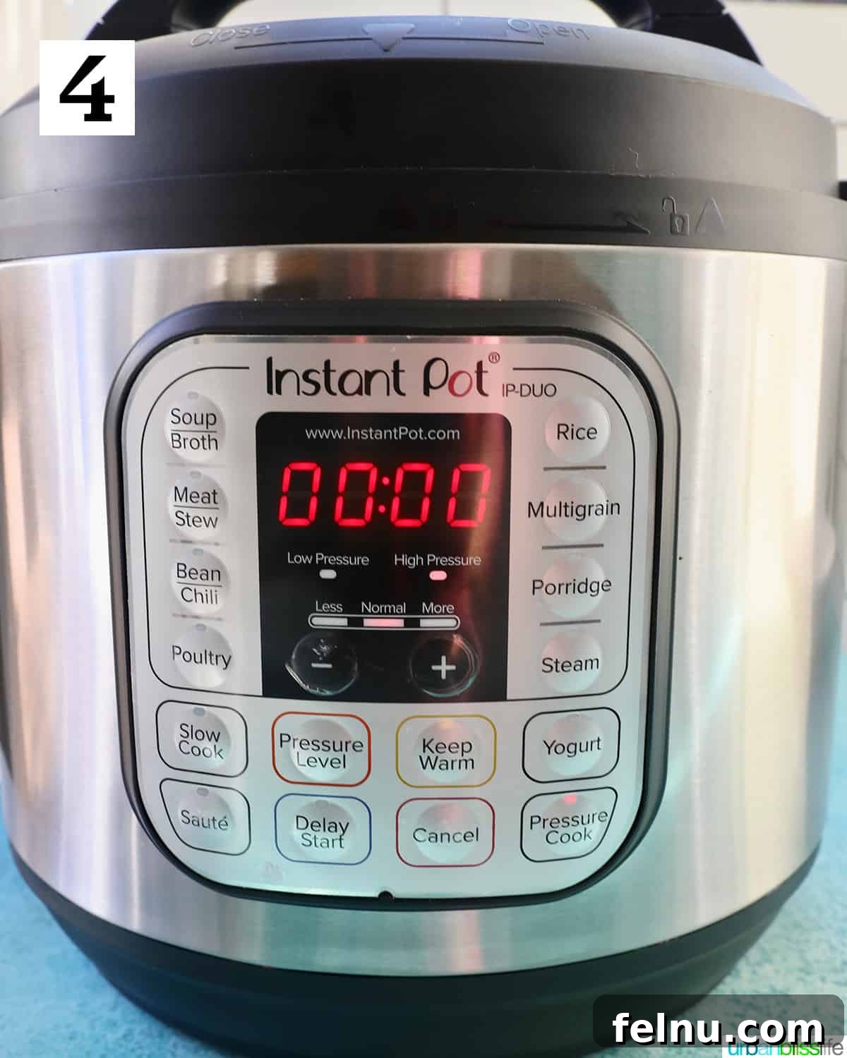 Perfect Instant Pot Broccoli 8 Instant Pot electric pressure cooker set to zero minutes.