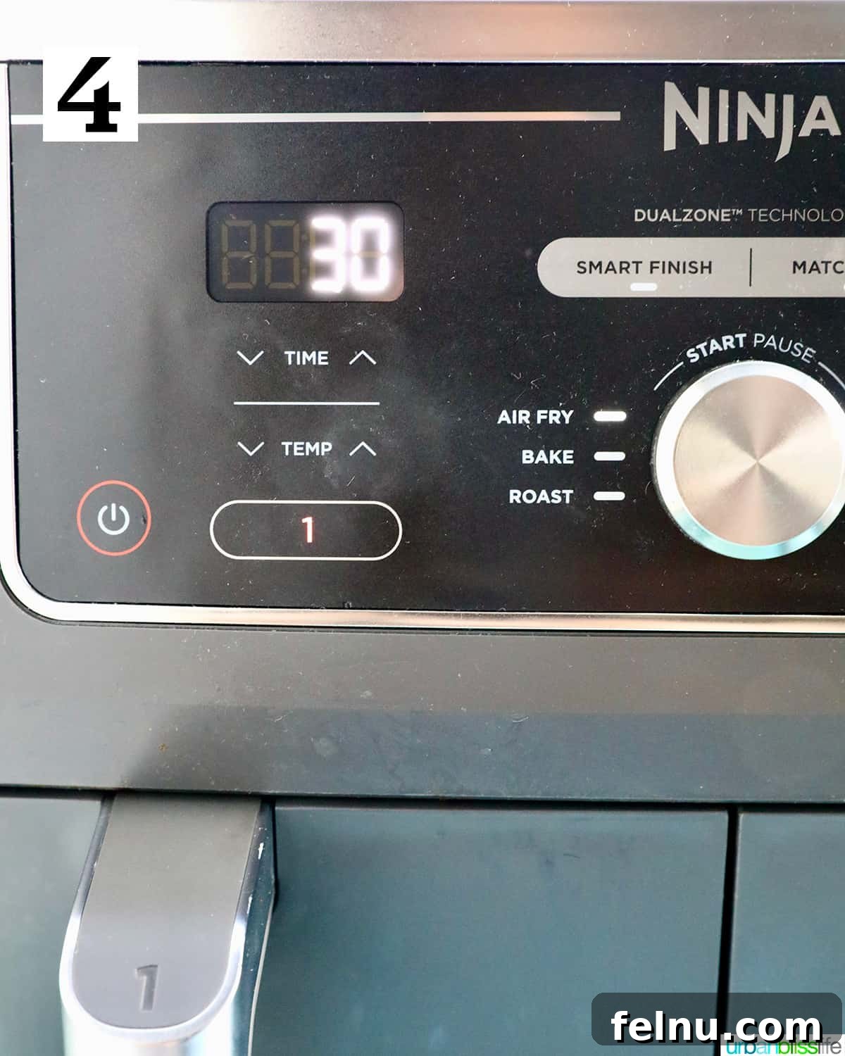 Crispy Fluffy Ninja Foodi Air Fryer Baked Potatoes 8 Ninja Foodi air fryer set to 30 minutes and air fry.