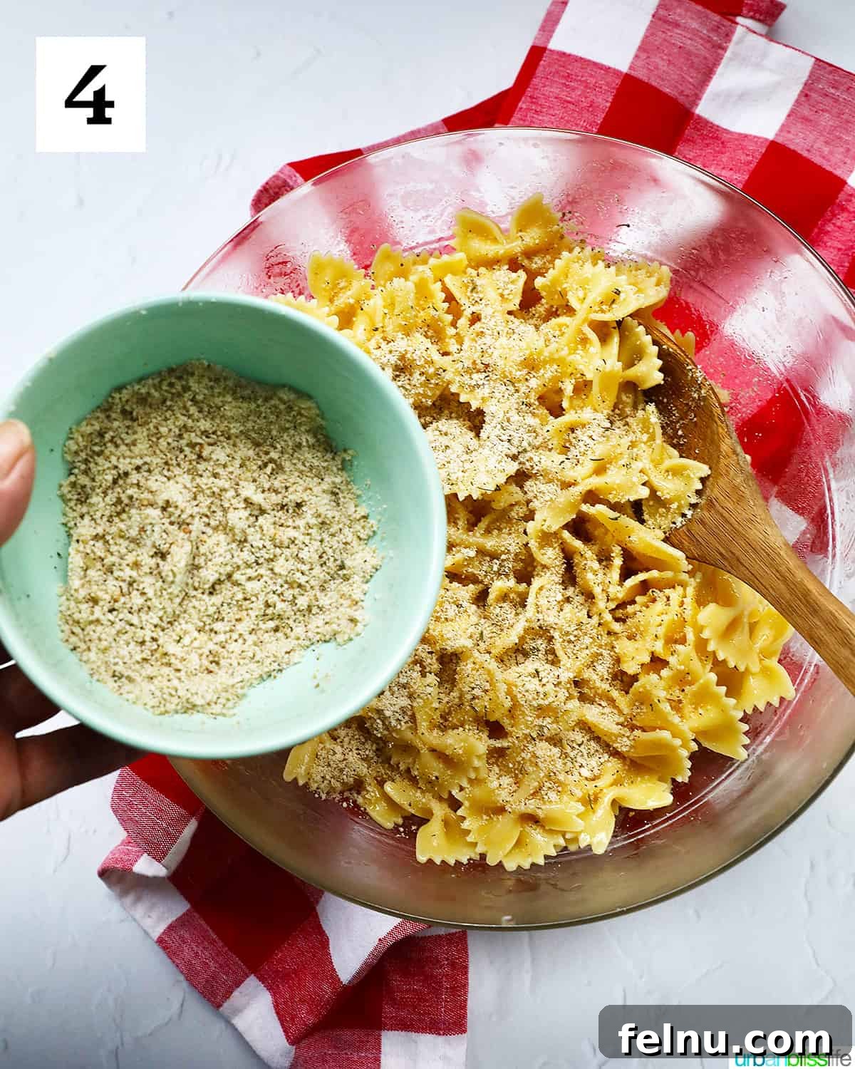 Air Fryer Pasta Chips
Crispy Air-Fried Pasta Snacks 8 Sprinkling seasoning over Air Fryer Pasta Chips in a bowl.