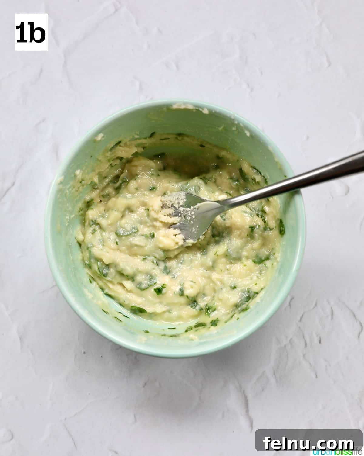 Air Fryer Garlic Toast 6 Mixed garlic butter spread in a bowl.