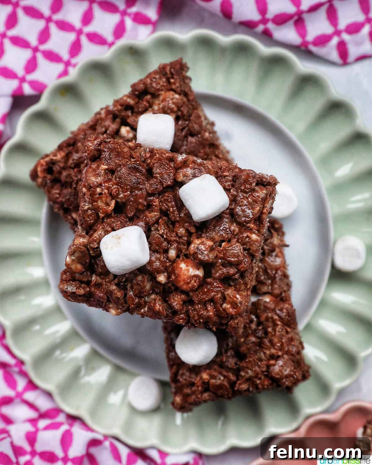Overhead view of Chocolate Rice Krispies Treats