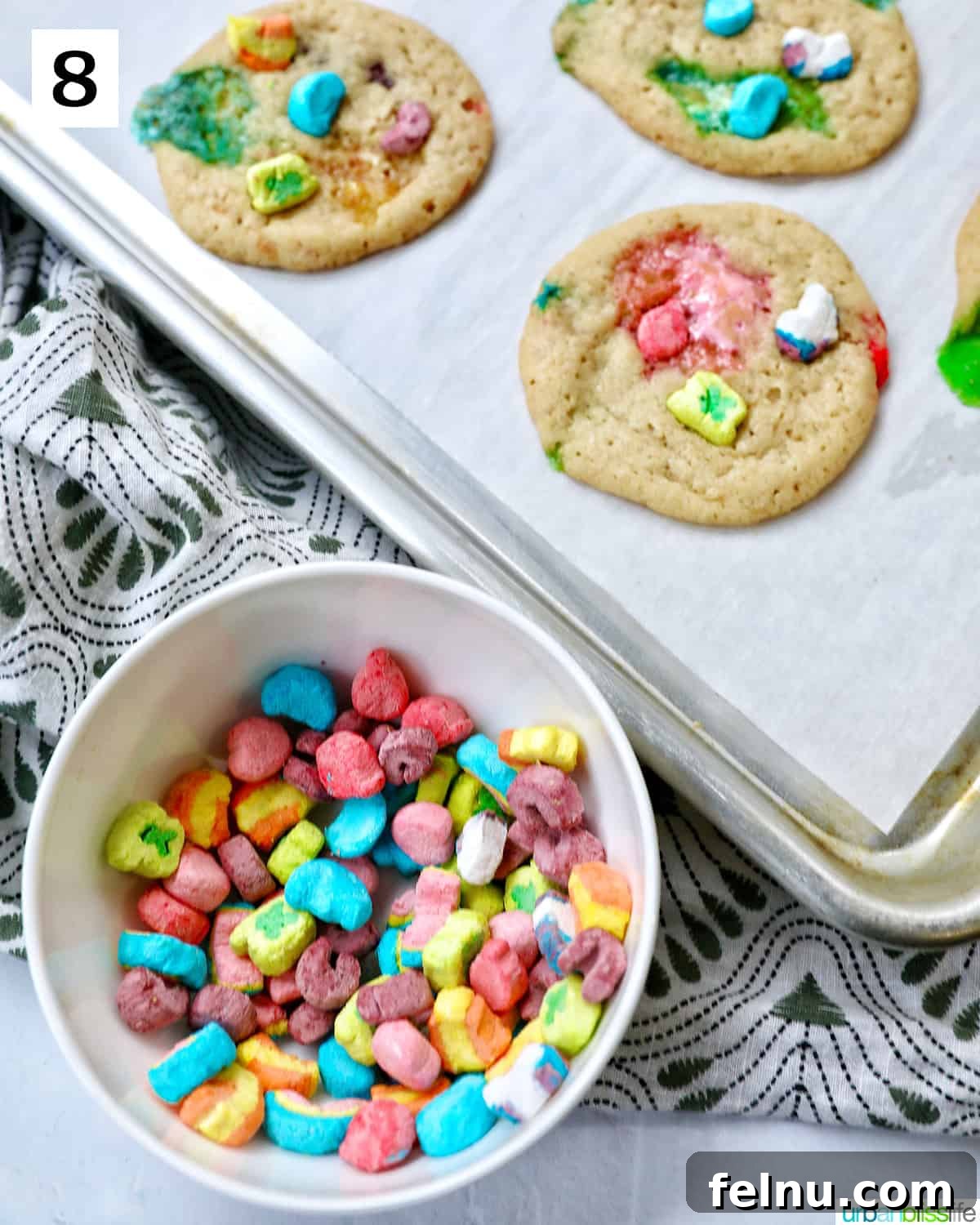 Lucky Charms Cookies 13 Bowl of marshmallows ready to be added.