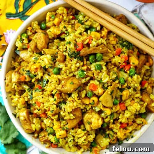Vegan Delight: Fresh Summer Rolls 13 A vibrant bowl of curry chicken fried rice, showcasing the colorful ingredients and aromatic spices.