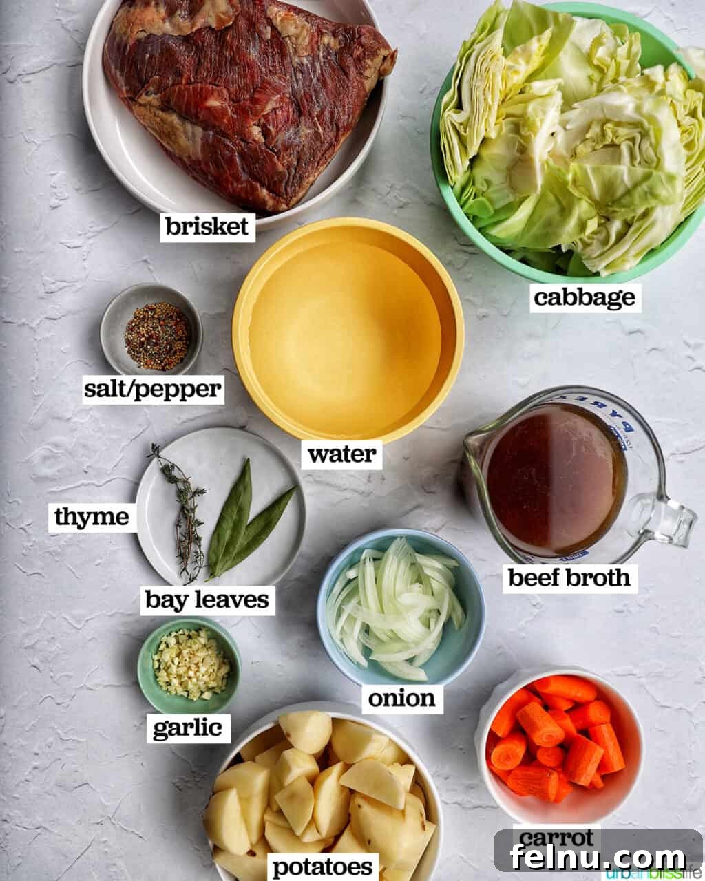 Tender Dutch Oven Brisket 4 bowls of ingredients to make dutch oven brisket