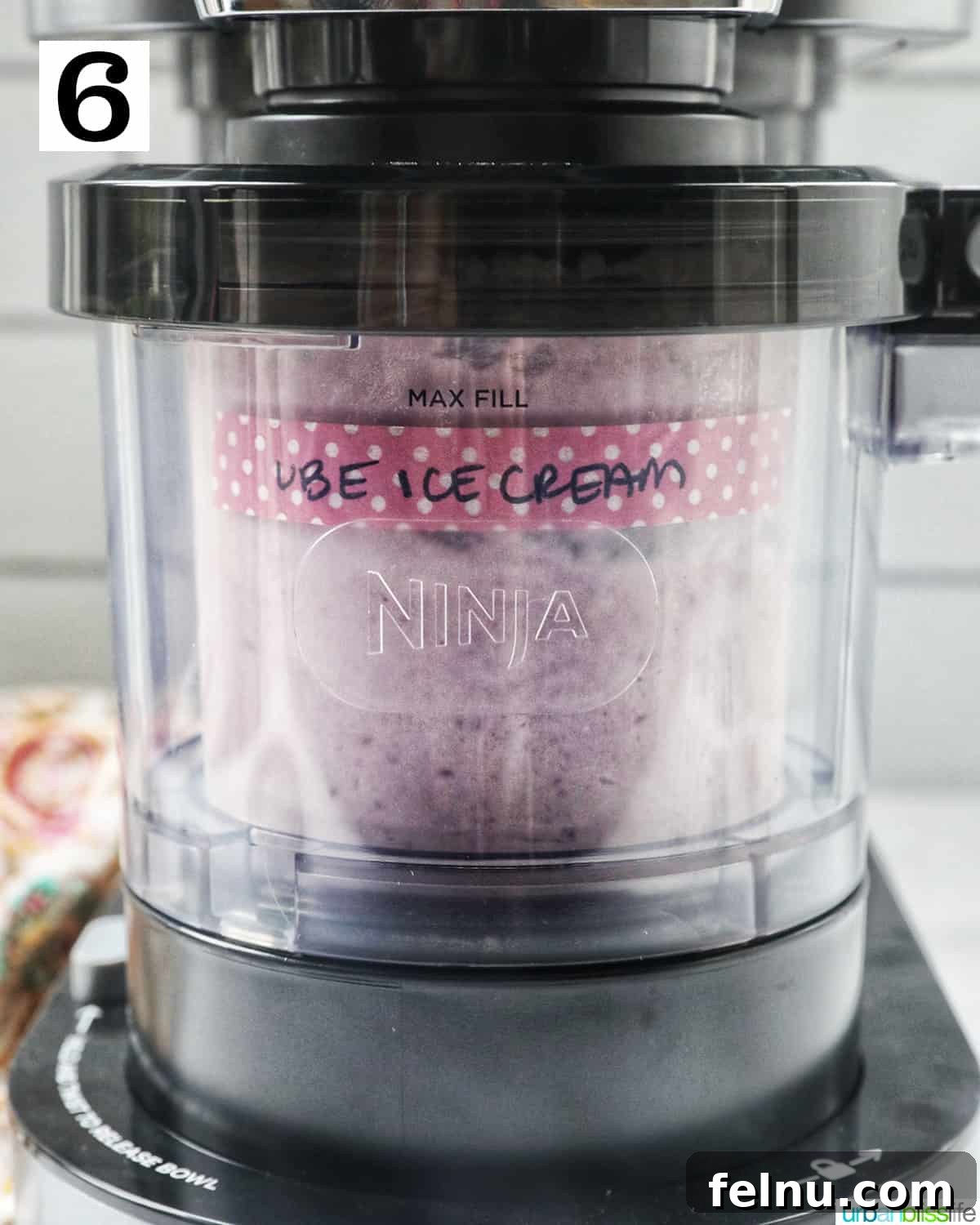 Ube ice cream in the Ninja Creami machine