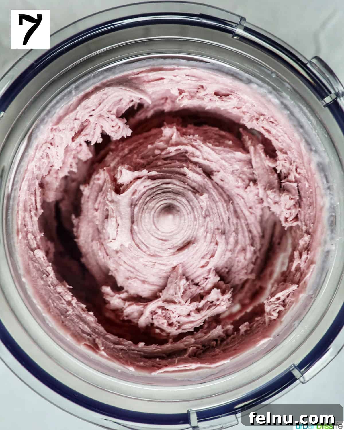 Ube ice cream after being processed in the Ninja Creami