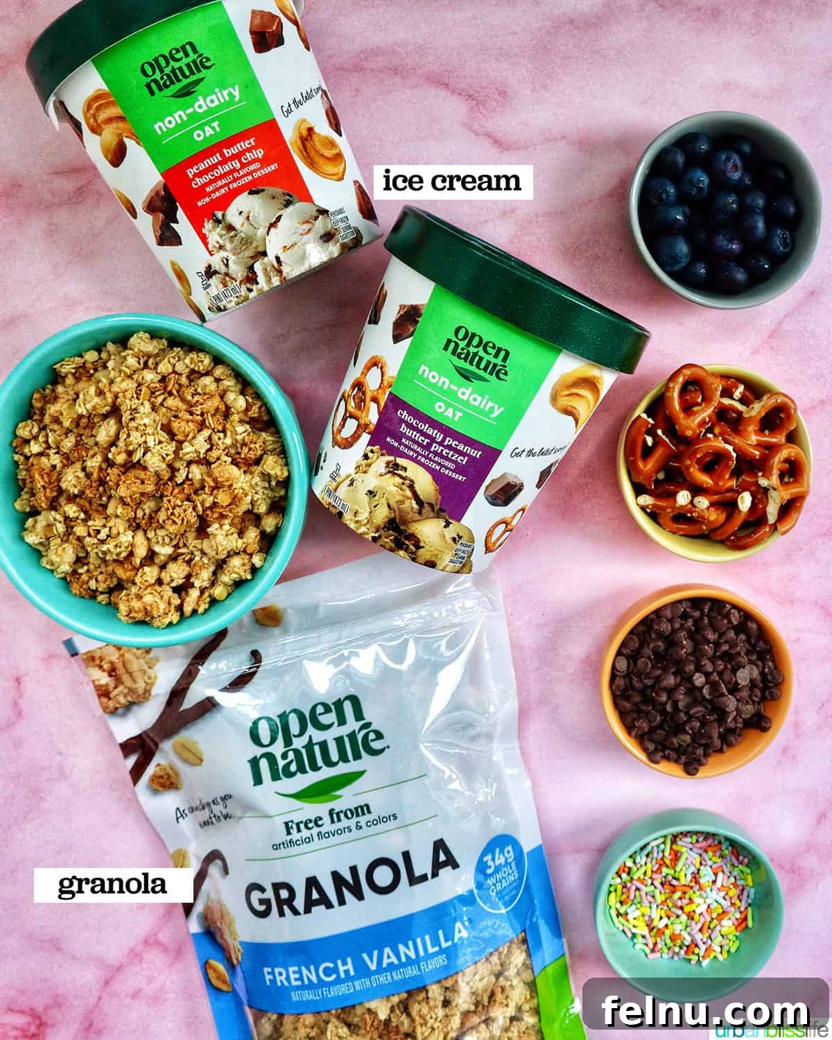 Ice Cream Parfait: A Symphony of Flavors and Textures 4 Selection of ice cream pints, granola, and various parfait toppings, beautifully arranged.