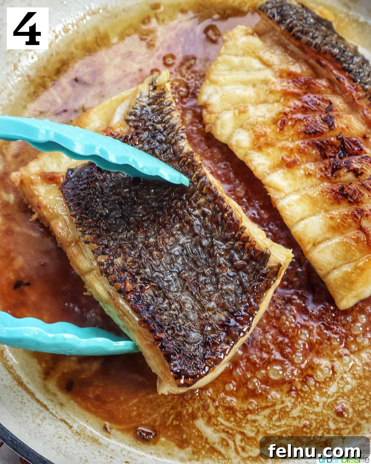 Pan-Fried Sea Bass with Lemon-Herb Butter 10 Flipping Sea Bass in Hot Pan