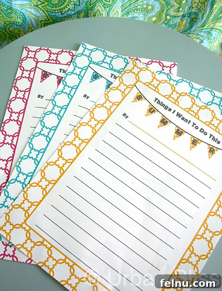 Summer Bucket List Printable 3 Another example of the summer printable activity sheet