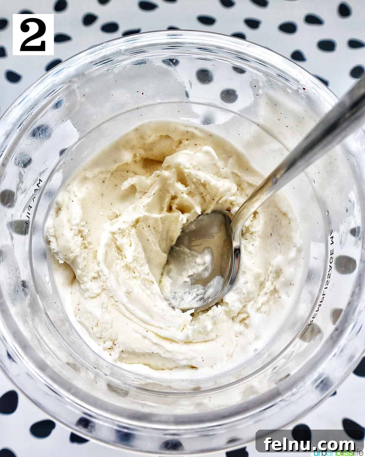 Creating a hole in vanilla ice cream in a Ninja Creami container