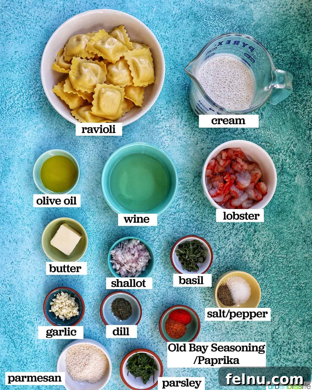 Ingredients for Lobster Ravioli Sauce.