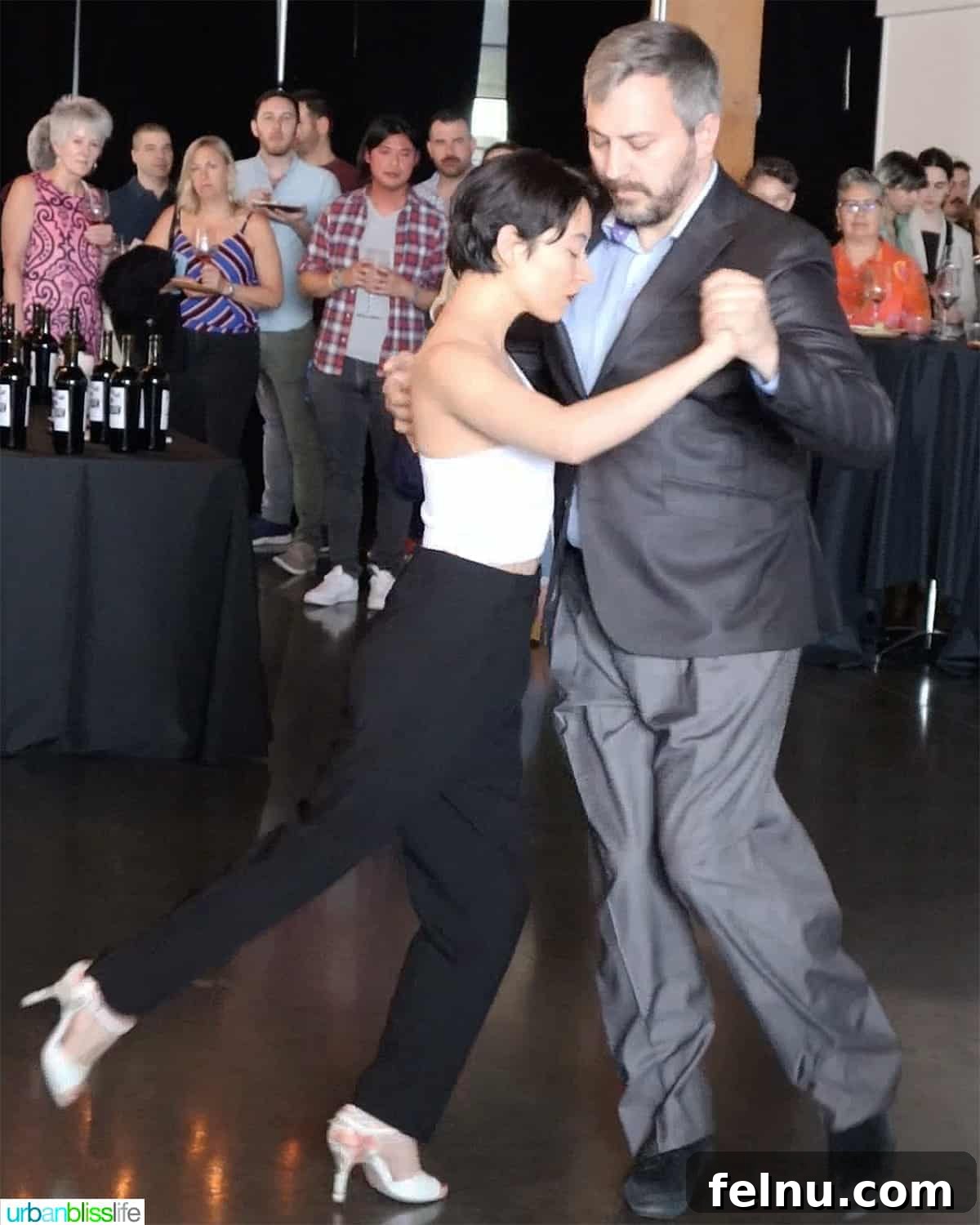 Malbec Takes Root: Oregon's Unexpected Wine Story 10 Tango with Adam dancers dancing in front of a crowd.